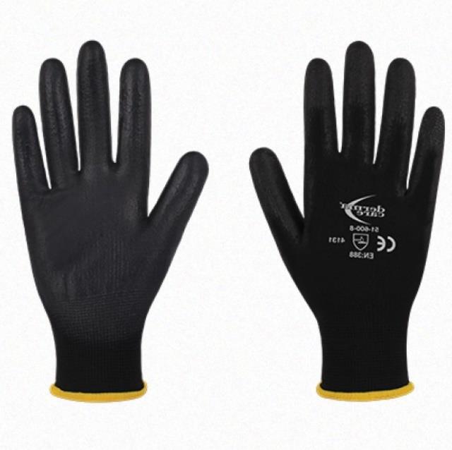 GUANTE DE NYLON CON POLIURETANO PU-NEGRO 51-600 anti-abrasión/Protección para Manos|Tienda en méxico