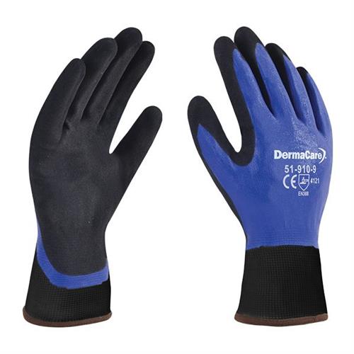 GUANTE DERMACARE NYLON REC. NITRILO MOD. 51-910 AZUL M-DERMACARE