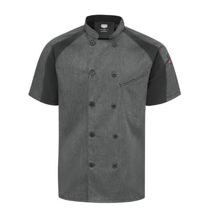 CHAQUETA DE CHEF AIRFLOW RAGLAN P/HOMBRE CON OILBLOK CHARCOAL/NEGRA TALLA M-RED KAP