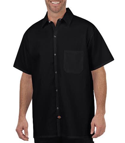 CAMISA COCINERO NEGRA CON BOLSILLO 65POL/35ALG 2XL-DICKIES