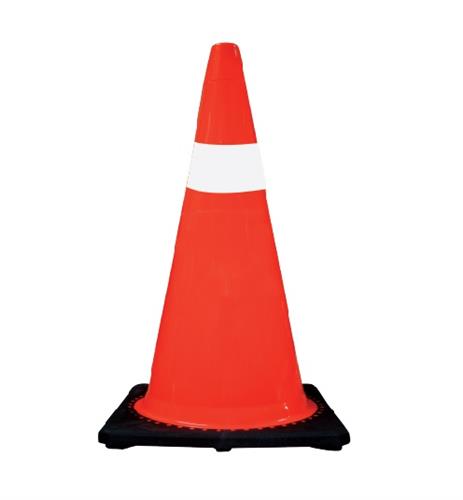 CONO PARA TRAFICO REFORZADO BASE NARANJA 71CM CON REFLEJANTE-SAFETY ROAD