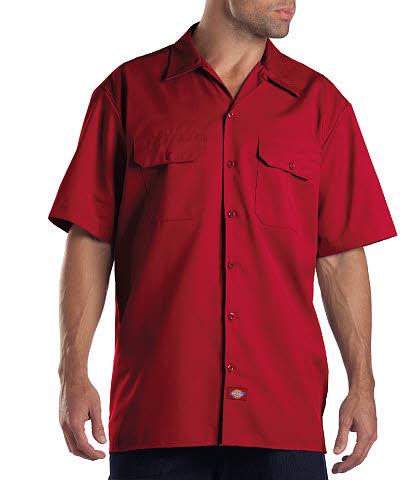 CAMISA DE TRABAJO MC 65POL/35ALG ROJO INGLES 2XL-DICKIES