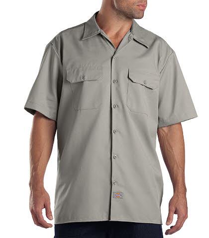 CAMISA DE TRABAJO MC 65POL/35ALG GRIS PLATA L-DICKIES