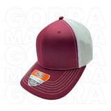 21GORDKP545-GORRA MESH 50ALG/50POL MALLA PREMIUM 6 GAJOS AJUSTE PLASTIC VINO-BLANCO #545